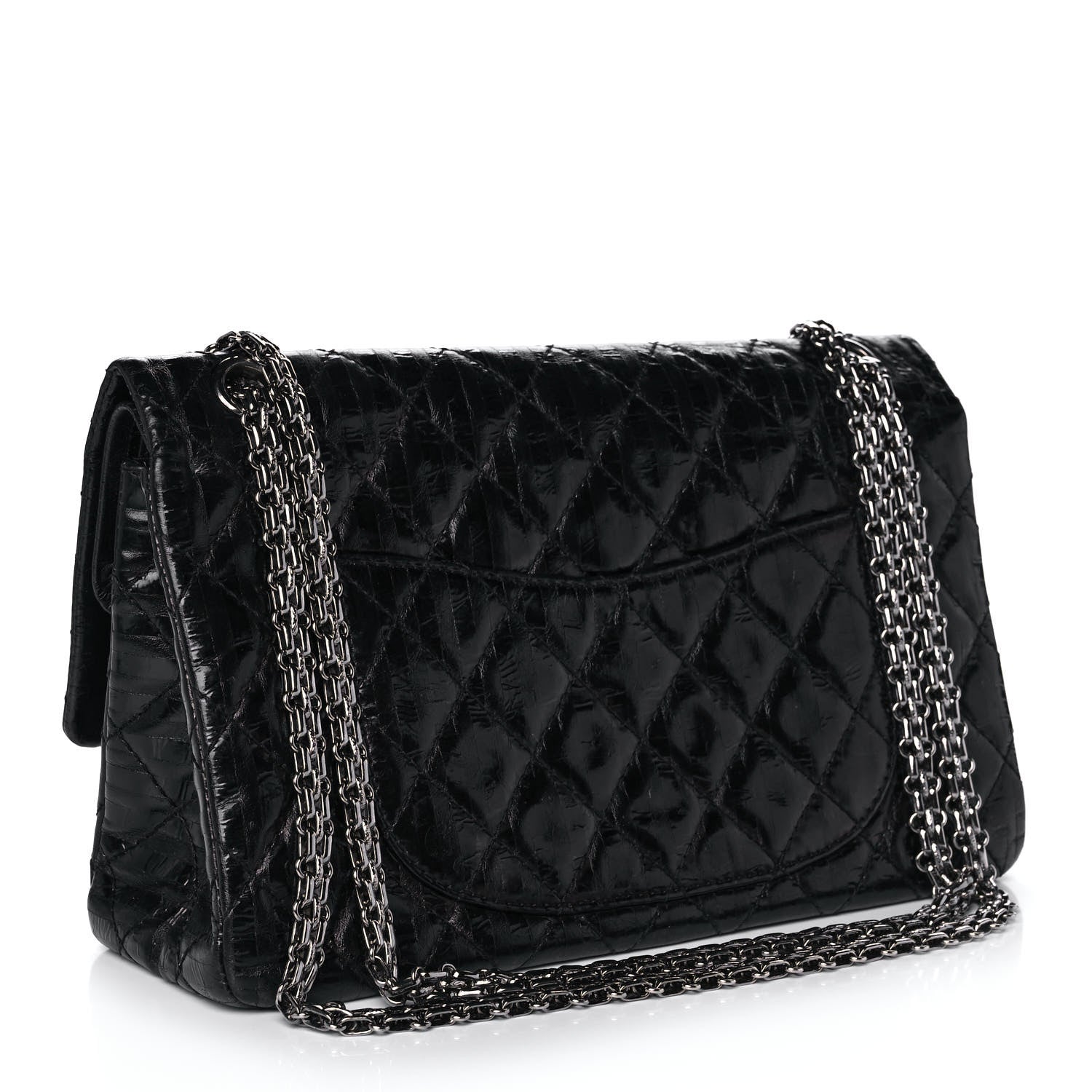 Chanel Metallic Calfskin Striped 2.55 Reissue 226 Flap Black 3 of 15