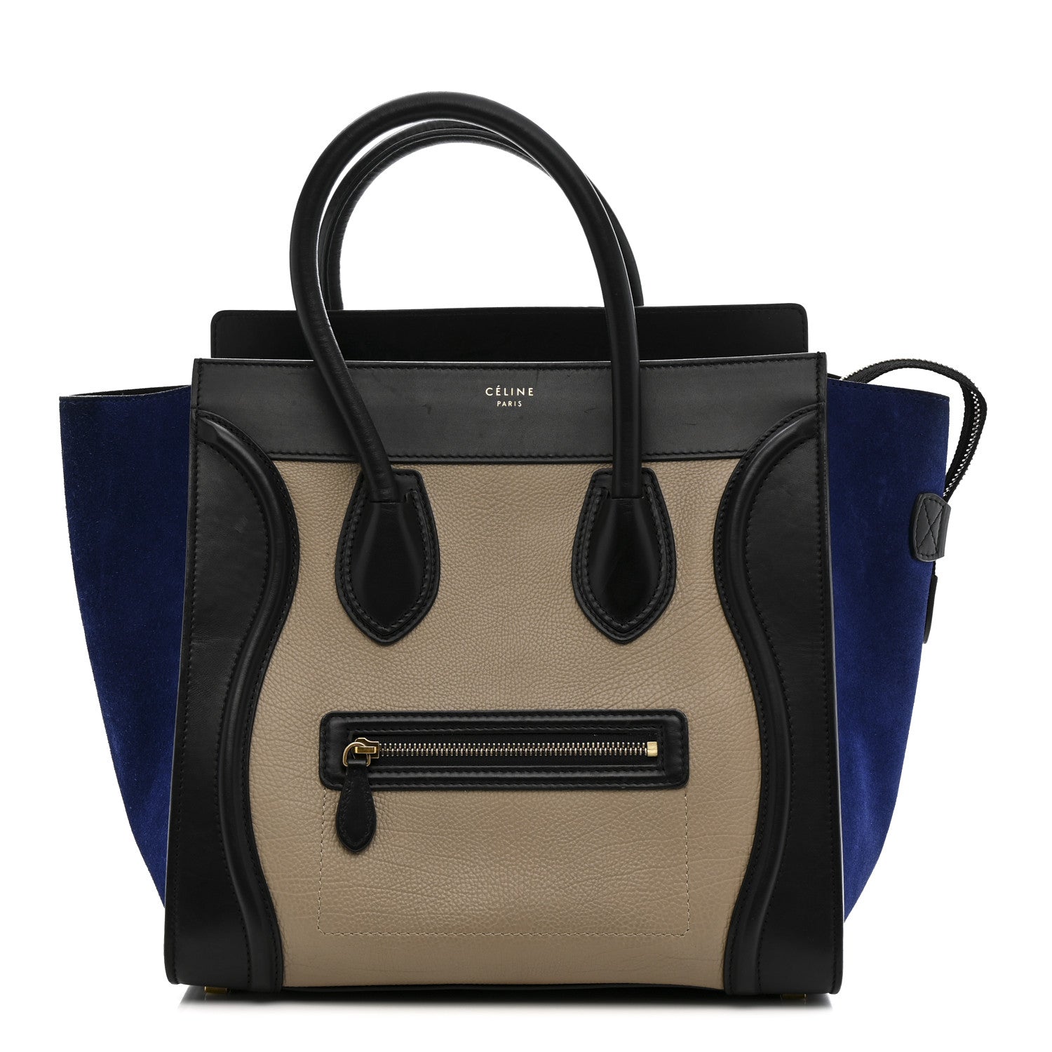 Celine Elephant Calfskin Suede Mini Tri-Color Luggage Sand 1 of 10