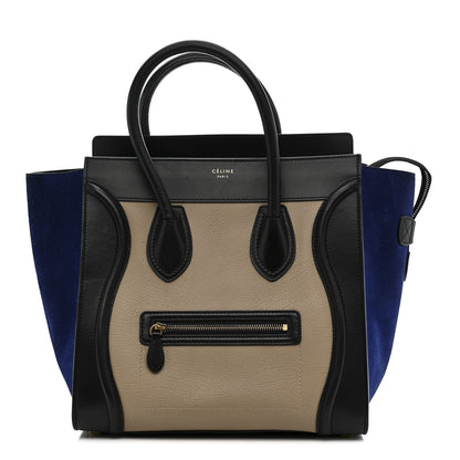 Celine Elephant Calfskin Suede Mini Tri-Color Luggage Sand 1 of 10