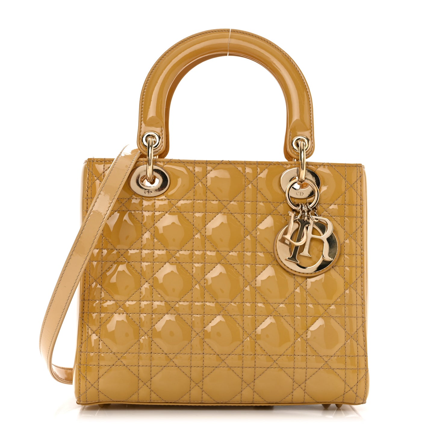 Patent Cannage Medium Lady Dior Beige