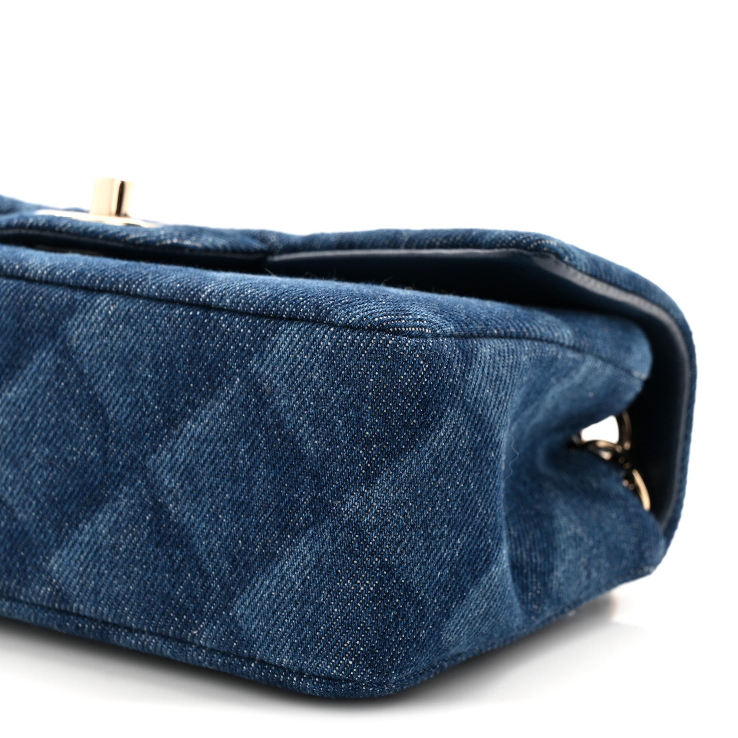 Chanel Printed Denim Quilted Mini Rectangular Flap Dark Blue 10 of 11