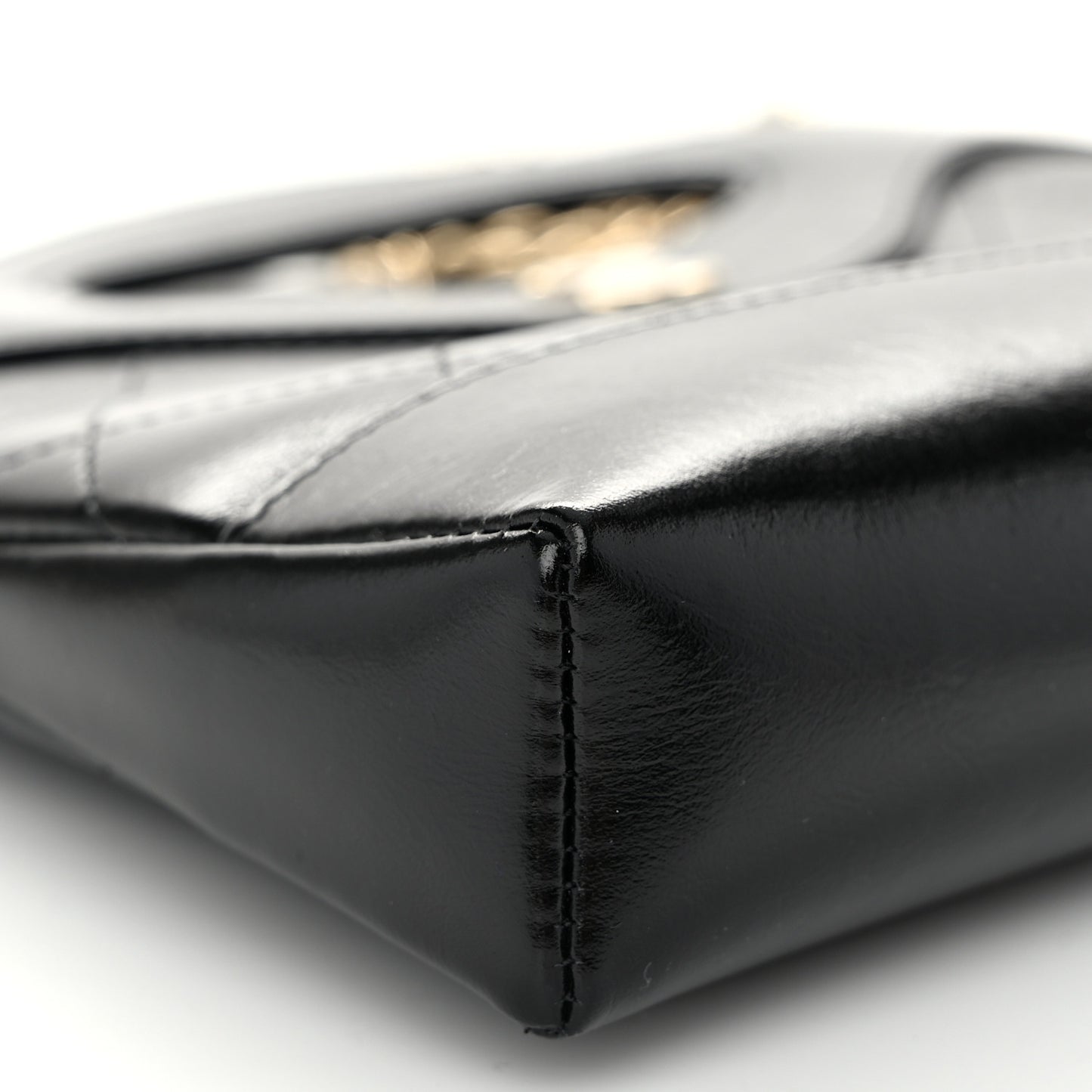 Shiny Crumpled Calfskin Quilted Nano 31 Shopping Bag Black