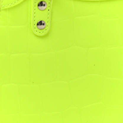 Balenciaga Semi Shiny Calfskin Crocodile Embossed Neo Classic Silver Hardware Mini City Fluo Yellow 16 of 18
