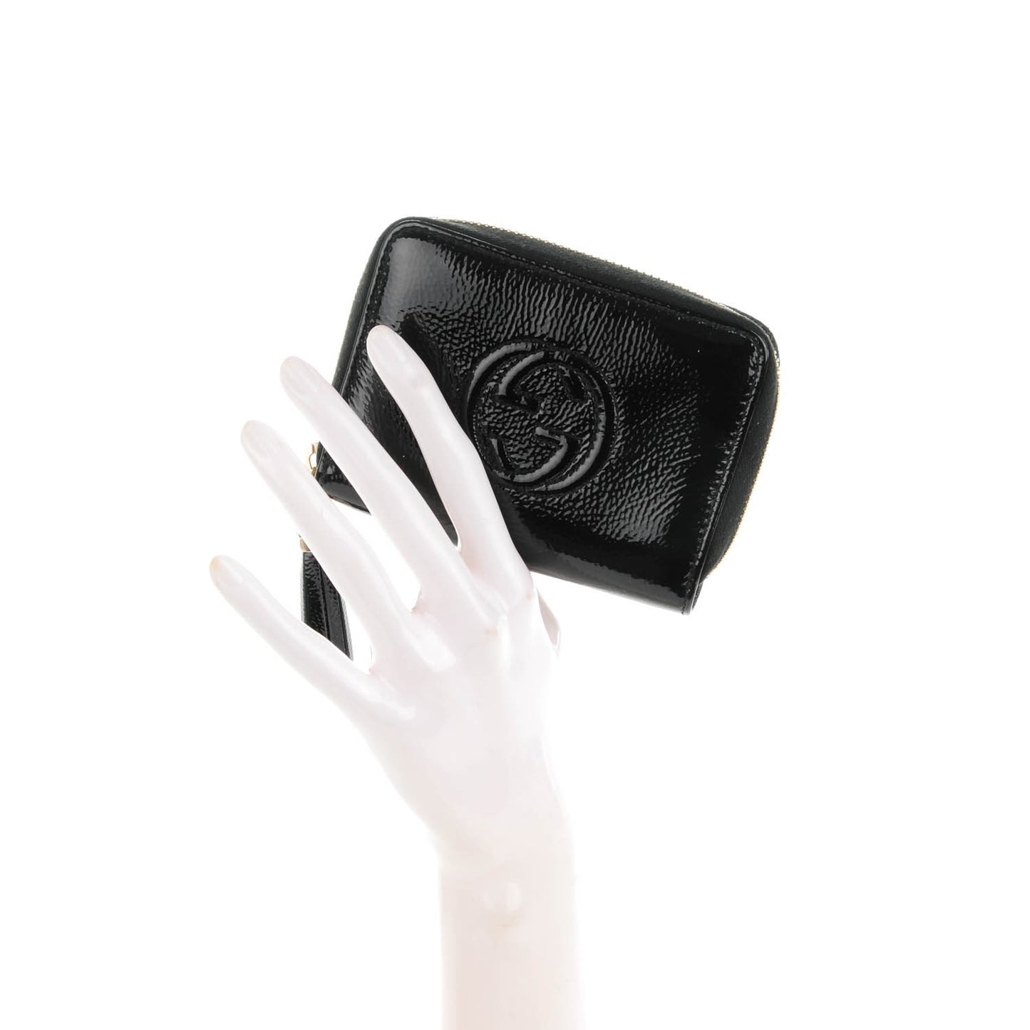 Patent Soho Compact Disco Zip Around Wallet Black