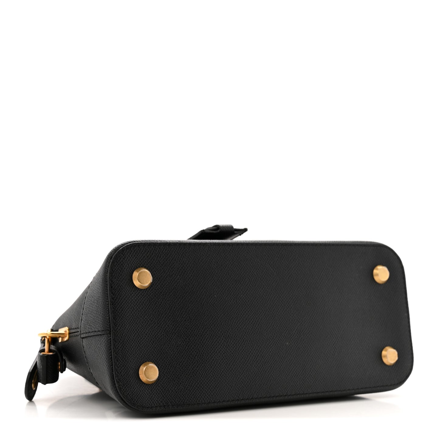 Signature Grained Calfskin Logo S Ville Top Handle Bag Black