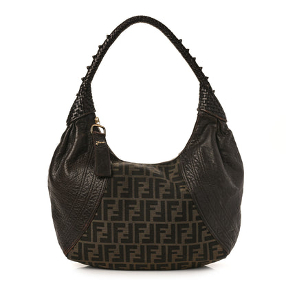 Fendi Zucca Nappa Nuvolata Vitello Tortuga Large Spy Hobo Tobacco Moro 1 of 13