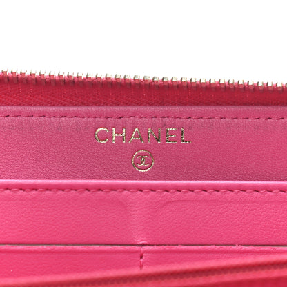 Chanel Lambskin Quilted Large Gusset Zip Around Wallet Pink 6 of 10