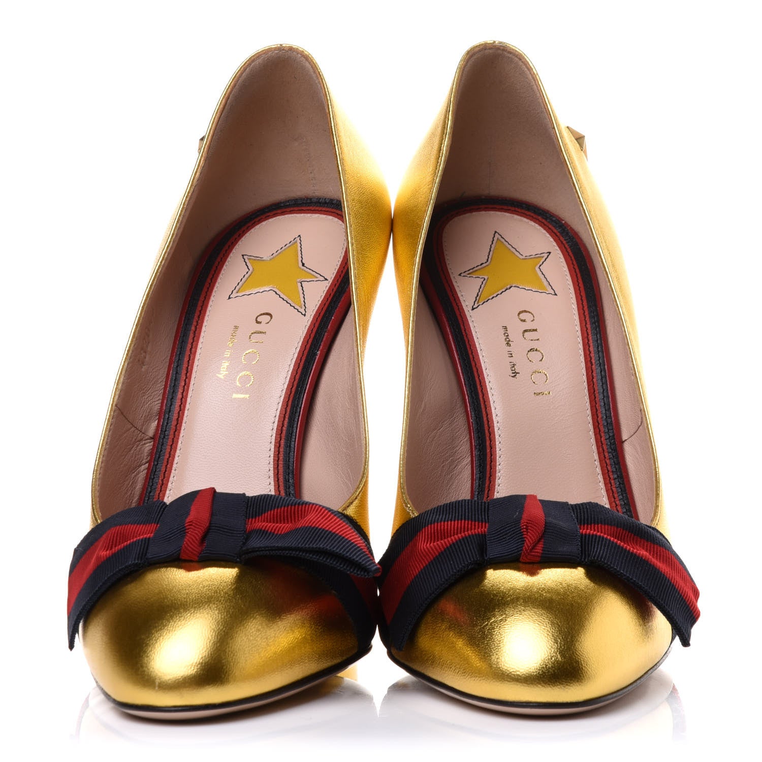 Gucci Malaga Kid Web Bow Pumps 36.5 Oro 2 of 13