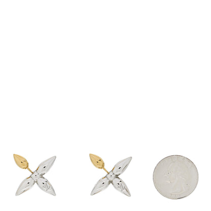 Louis Vuitton Metal Louisette Earrings Silver Gold 2 of 4