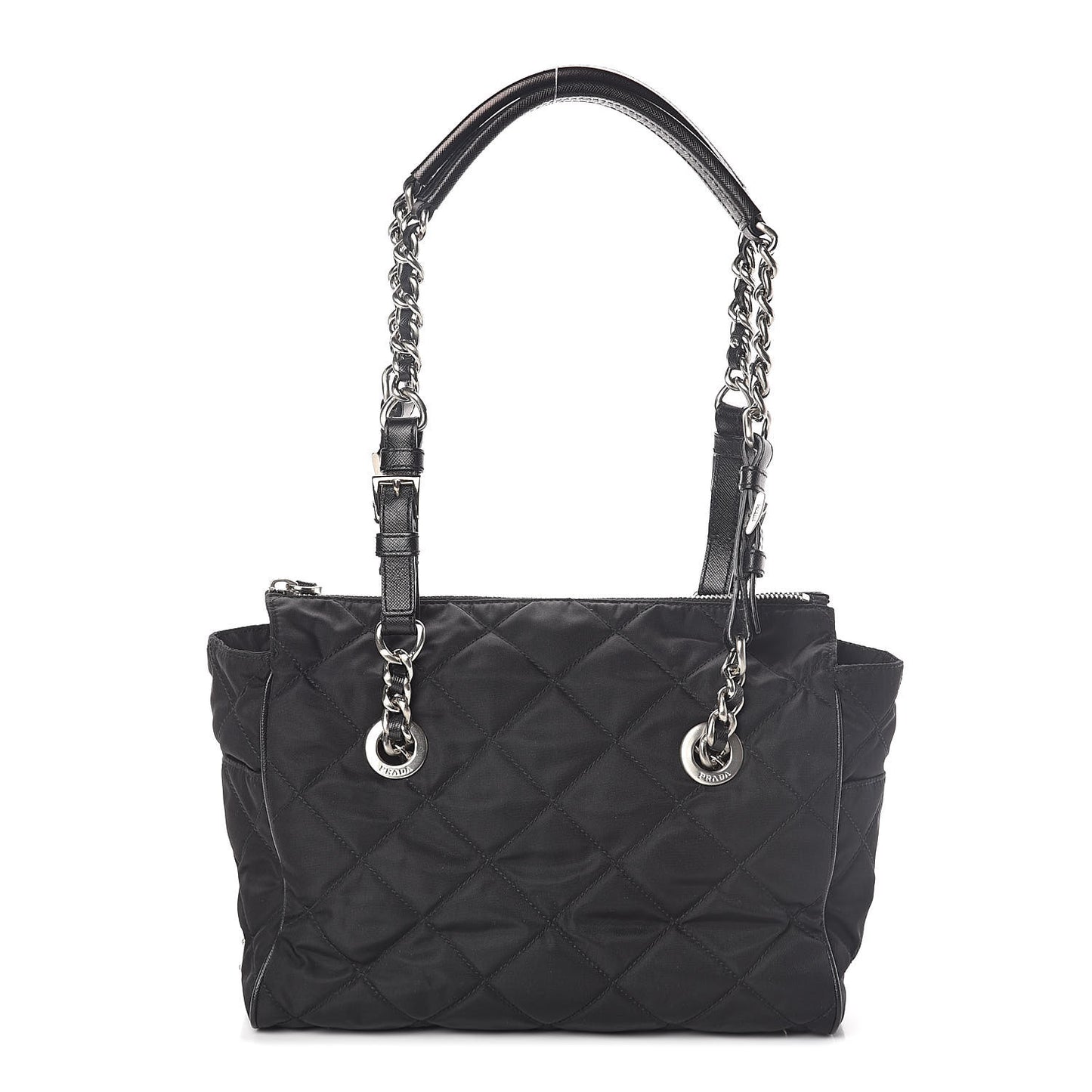 Nylon Tessuto Impuntu Quilted Shoulder Bag Black
