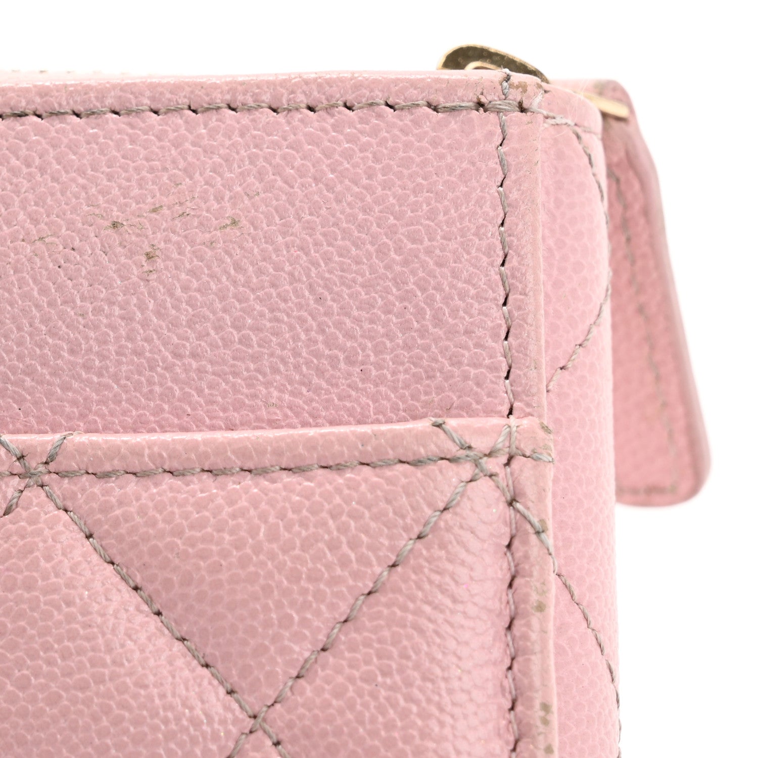 Chanel Caviar Quilted Studded CC Zip Card Holder Pink 13 of 14