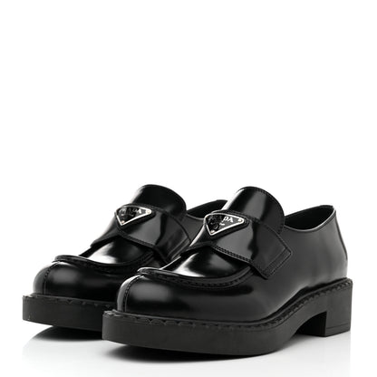 Prada Spazzolato Metal Triangle Logo 50mm Loafers 37 Black 3 of 9