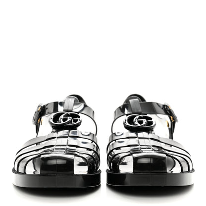 Gucci Shiny Rubber Mens Double G Buckle Strap Sandals 9 Black 2 of 7