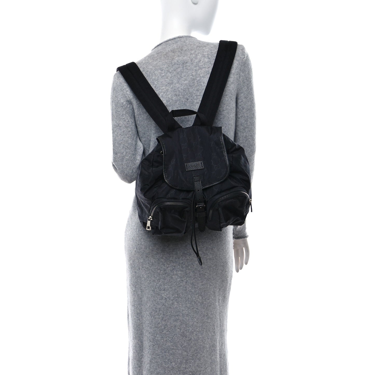 Nylon Monogram Medium Light Single Buckle Backpack Black