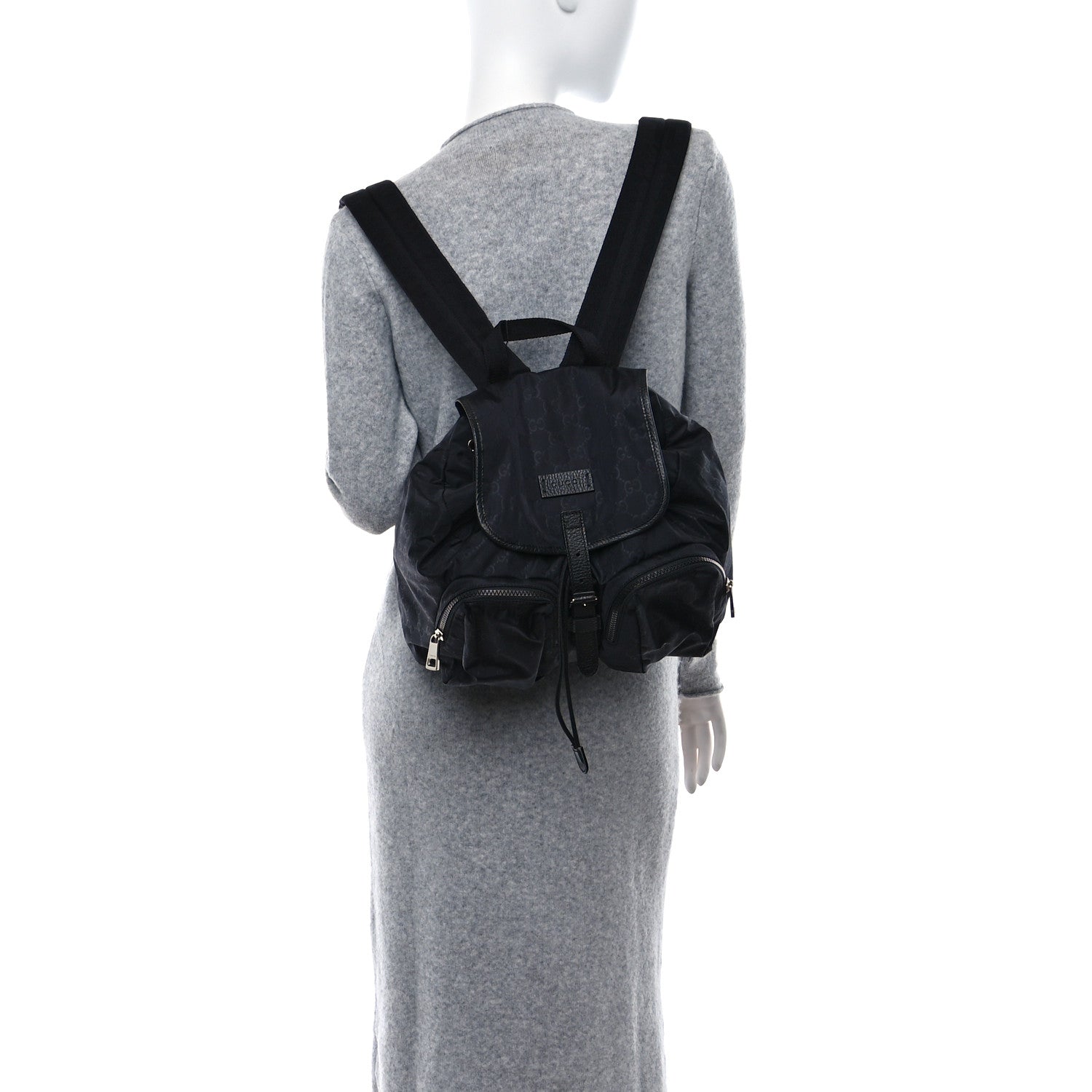 Gucci Nylon Monogram Medium Light Single Buckle Backpack Black 2 of 10