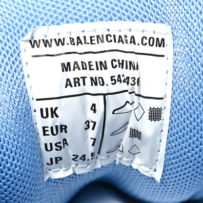 Balenciaga Patent Mesh Rubber Metallic Monochrome Womens Track Sneakers 37 Light Blue Metallic 6 of 10