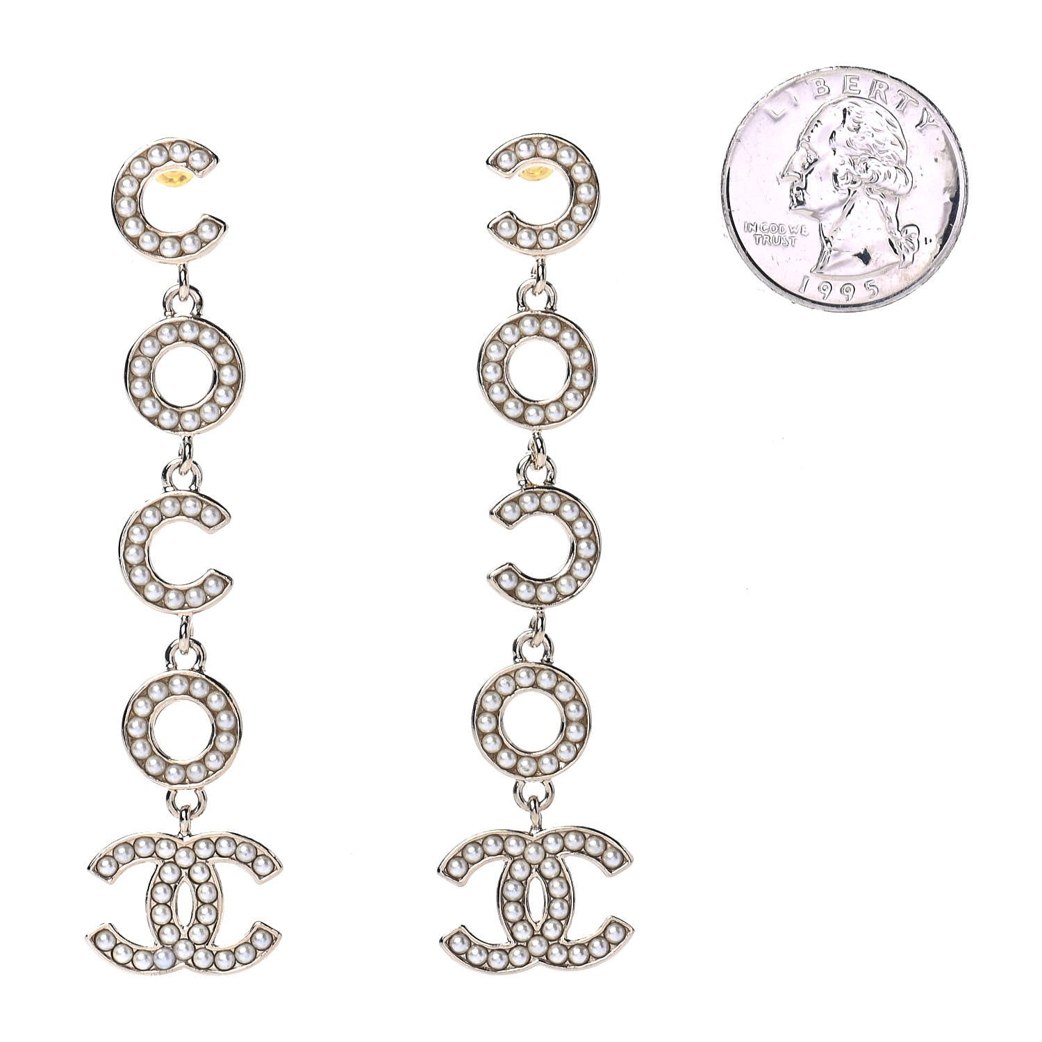 Chanel Pearl Coco Drop Earrings Gold 2 of 4
