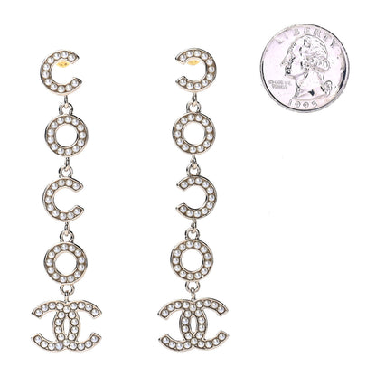 Chanel Pearl Coco Drop Earrings Gold 2 of 4