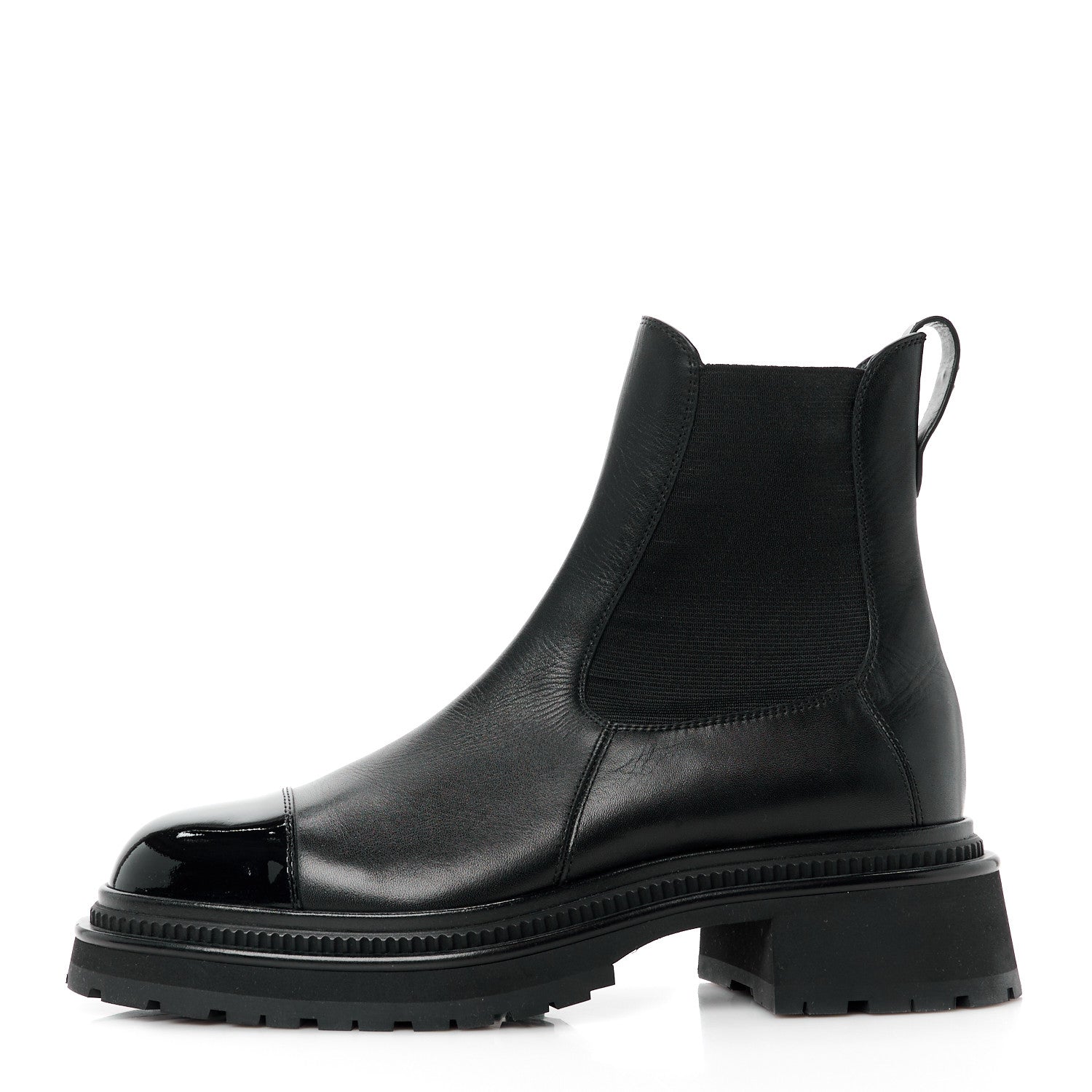 Chanel Crumpled Calfskin Patent Cap Toe Short Boots 40 Black 1 of 8