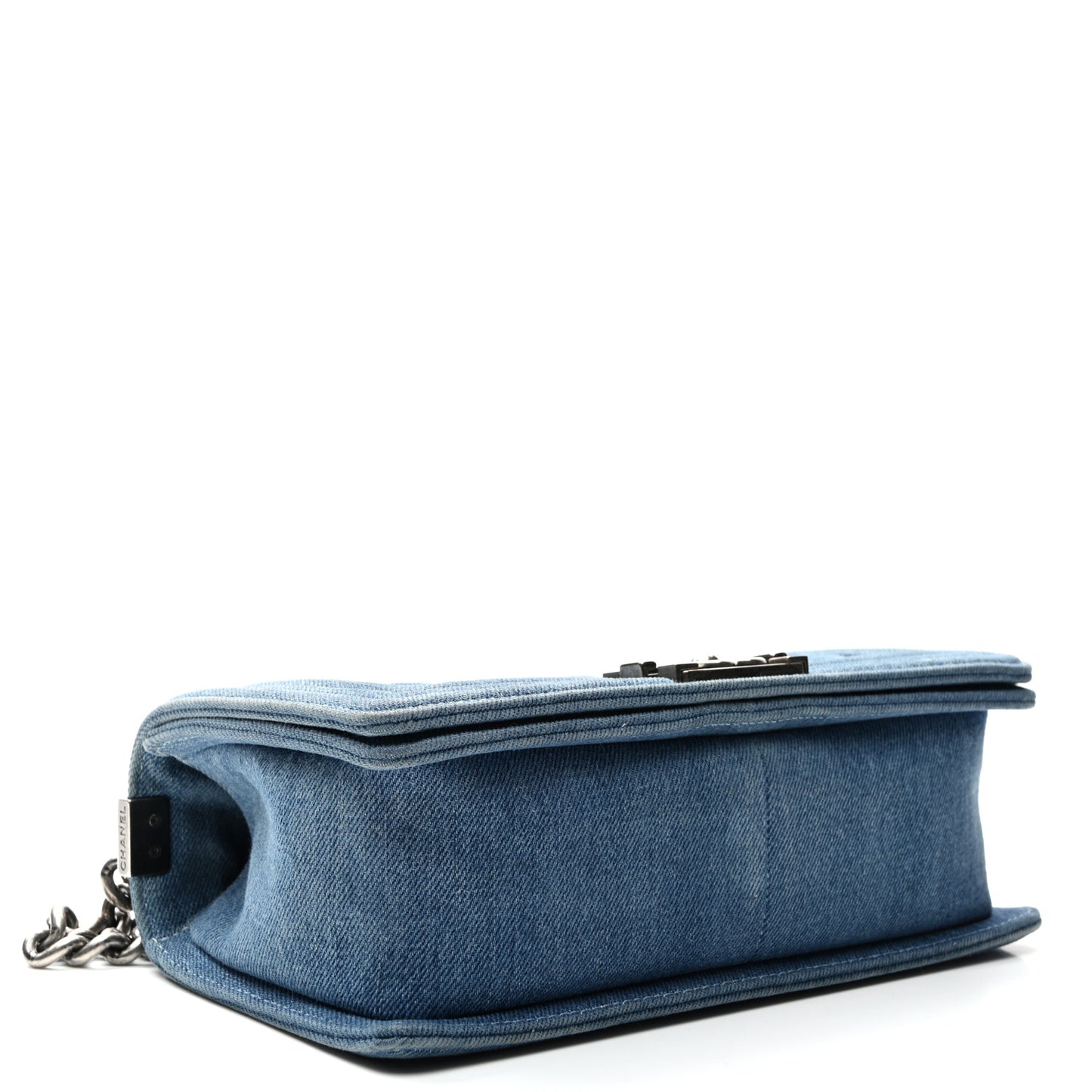 Denim Quilted Medium Boy Flap Blue