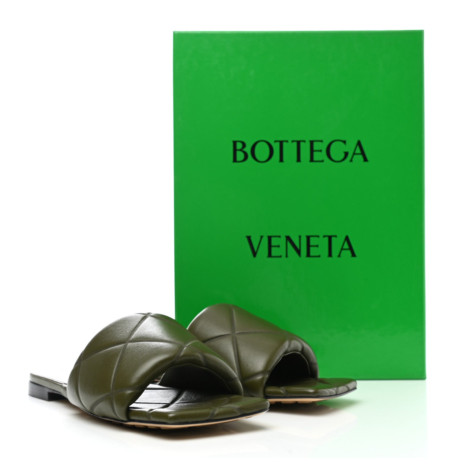 Bottega Veneta Nappa Quilted Rubber Lido Flat Sandals 39 Khaki 8 of 8