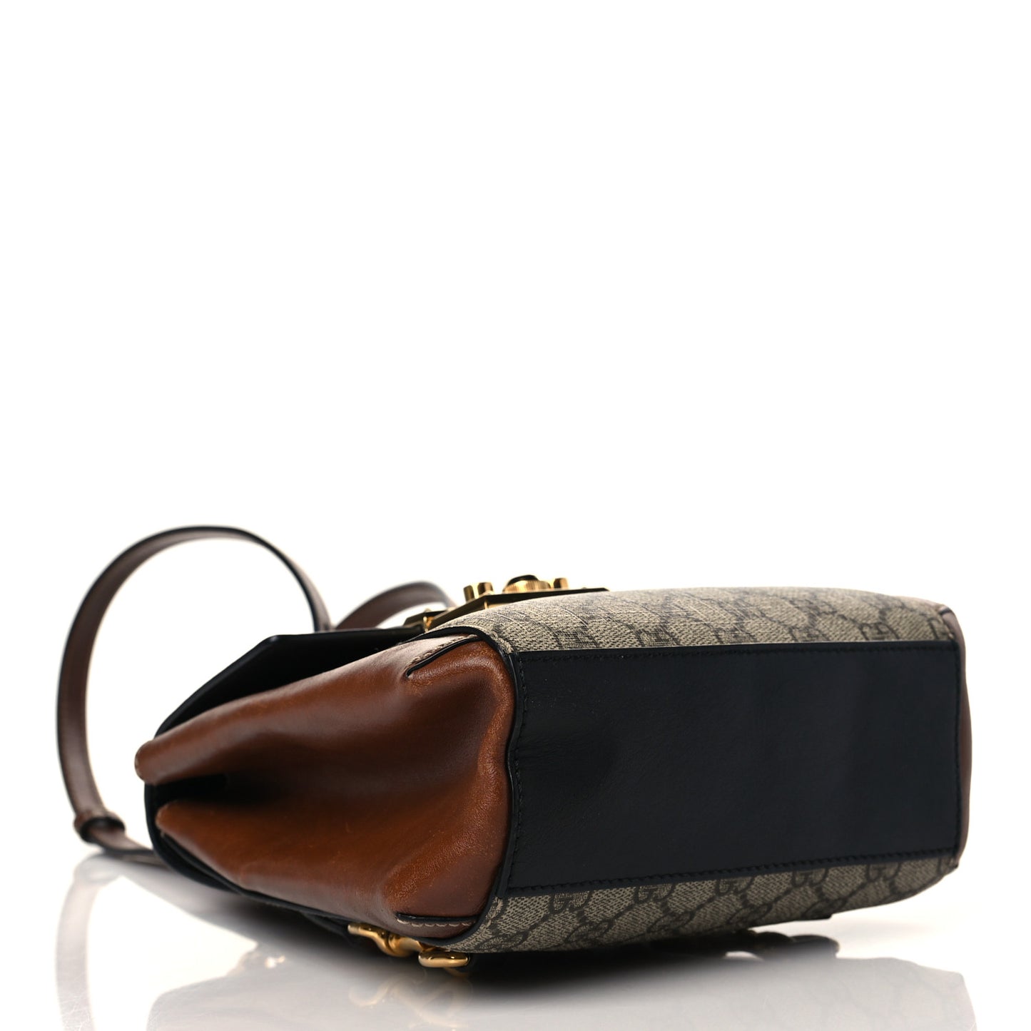 GG Supreme Monogram Calfskin Padlock Backpack Beige Cuir Black