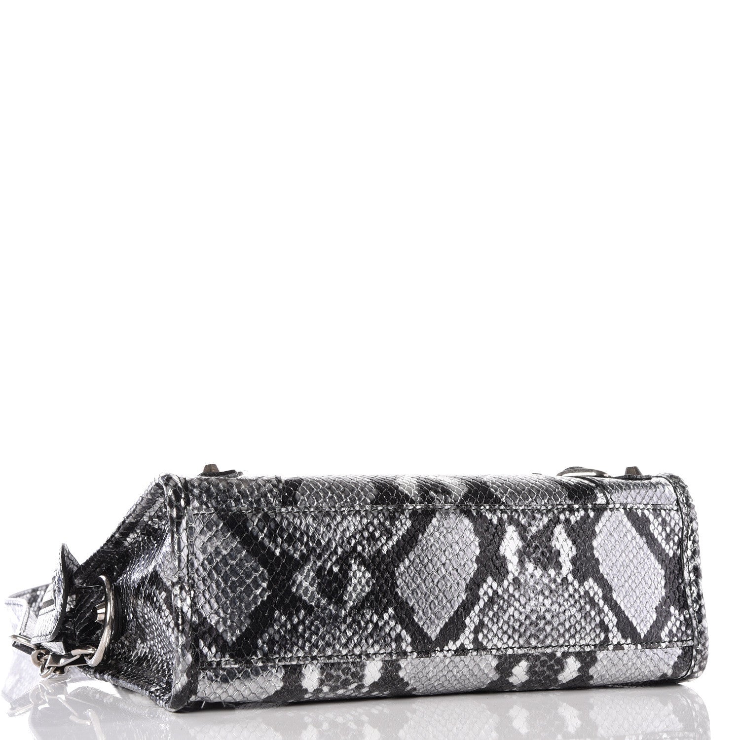 Balenciaga Metallic Calfskin Snakeskin Embossed Classic Silver Hardware Mini City Silver 3 of 10