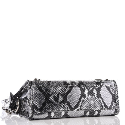 Balenciaga Metallic Calfskin Snakeskin Embossed Classic Silver Hardware Mini City Silver 3 of 10
