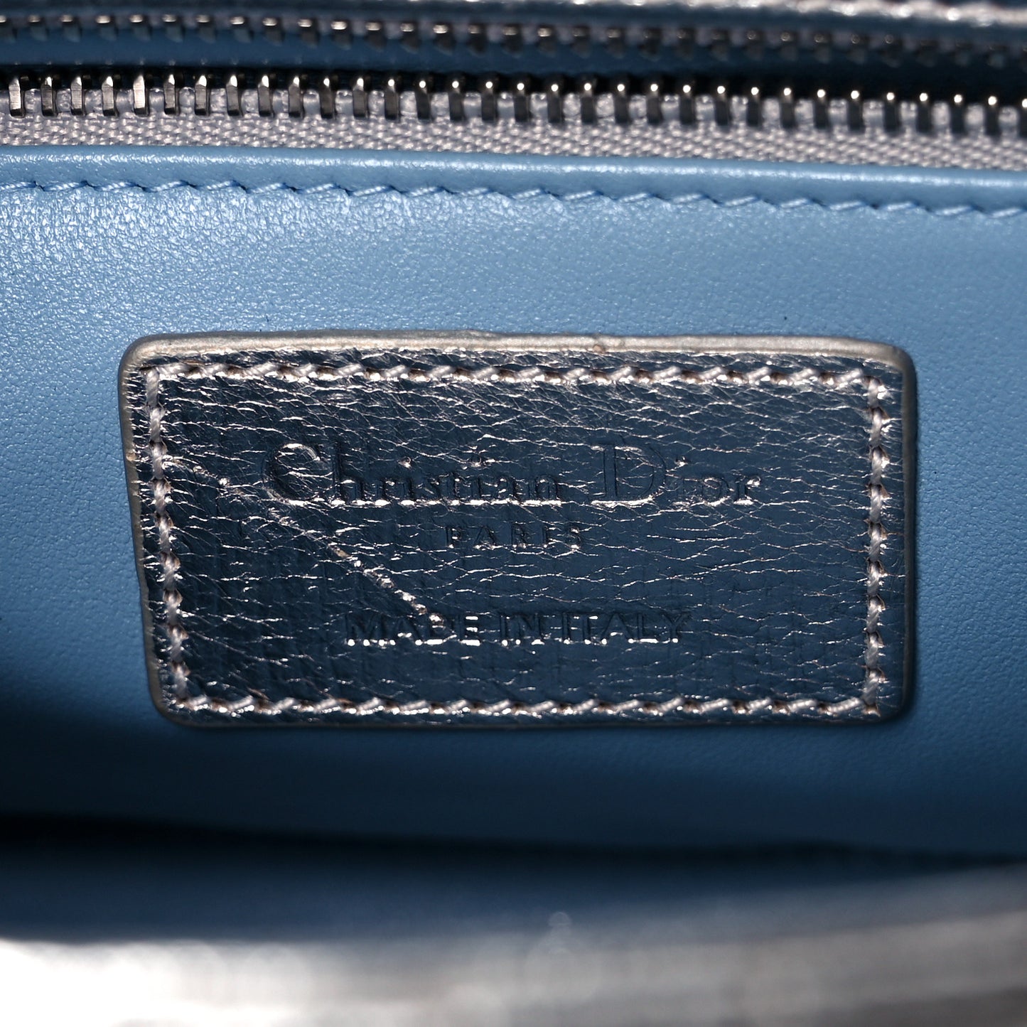 Metallic Grained Calfskin Cannage Small Lucky Badges My Lady Dior Silver