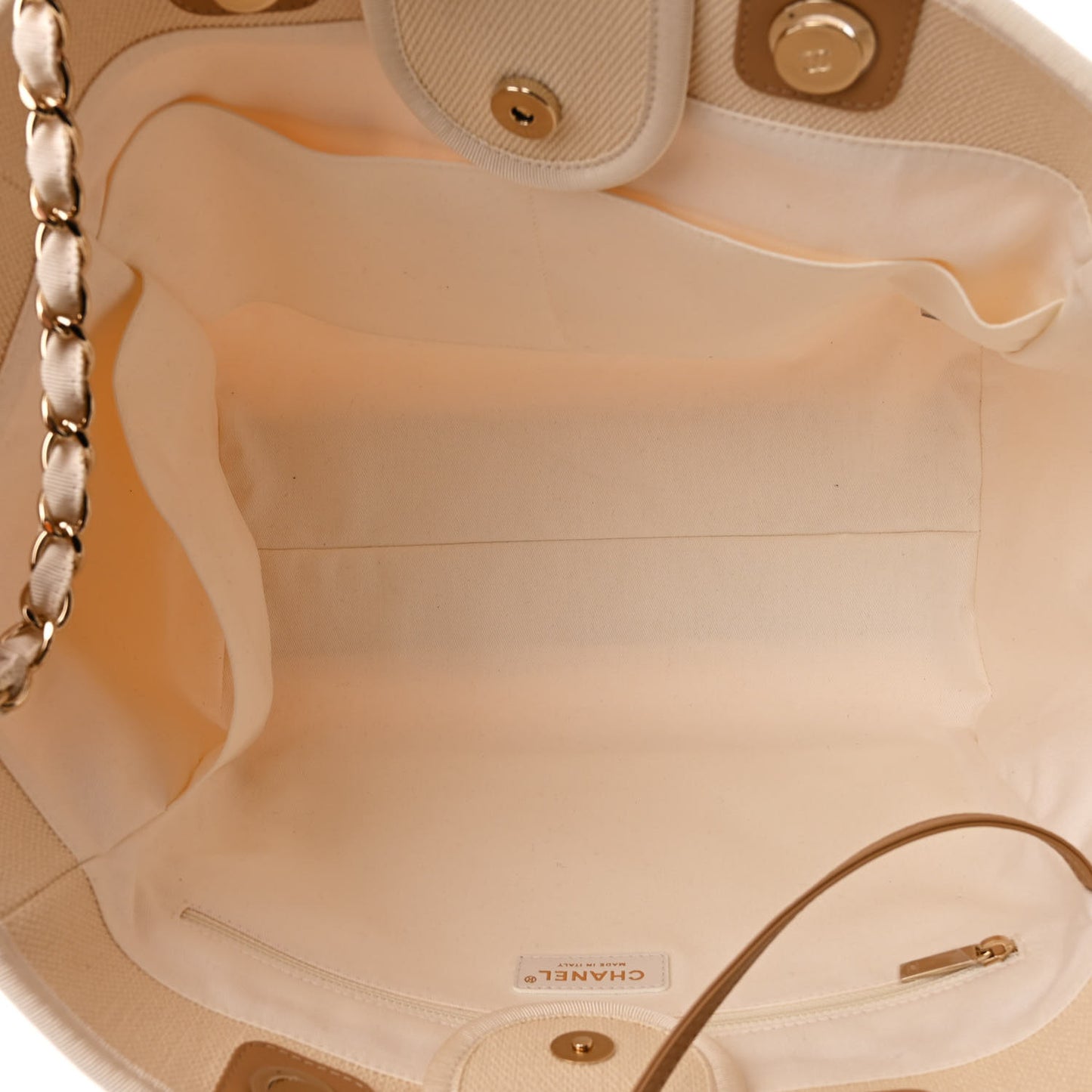Canvas Pearl Medium Deauville Tote Ecru Beige