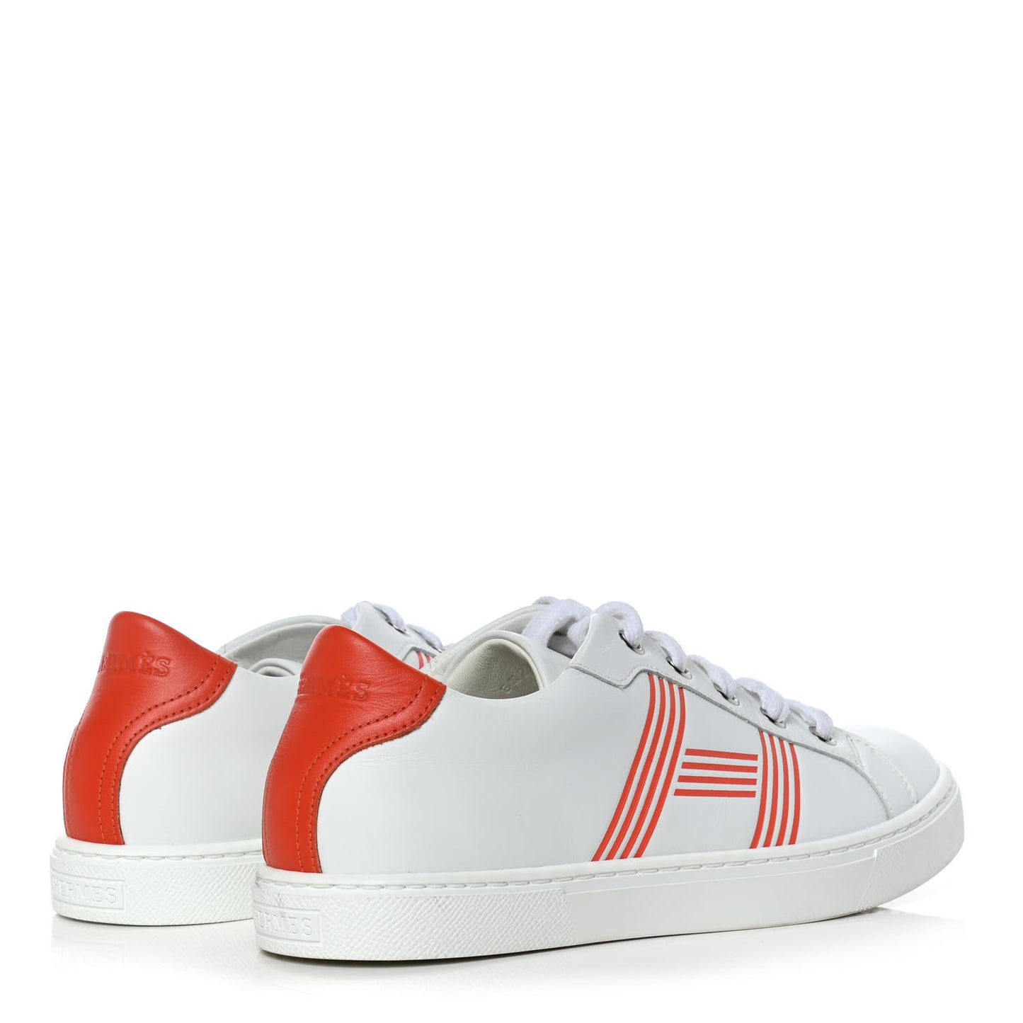 Calfskin Womens Advantage Sneakers 36.5 White Orange