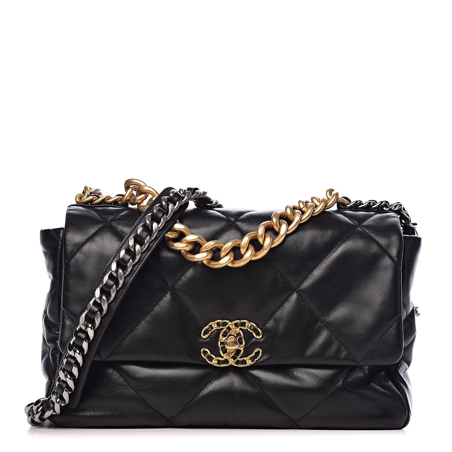 Goatskin Quilted Large 19 Flap Black