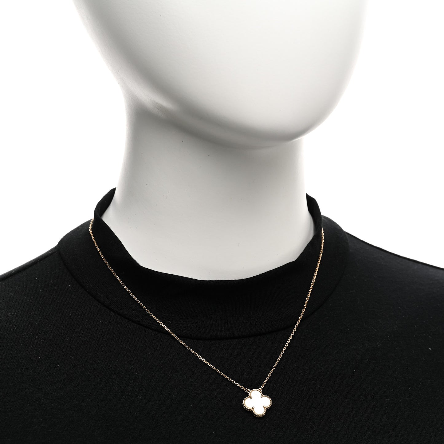 18K Yellow Gold Mother of Pearl Vintage Alhambra Pendant Necklace