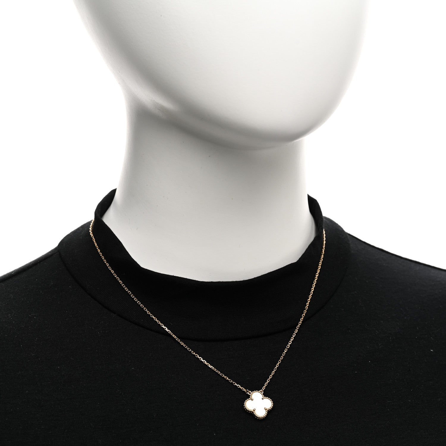 Van Cleef & Arpels 18K Yellow Gold Mother of Pearl Vintage Alhambra Pendant Necklace 2 of 5
