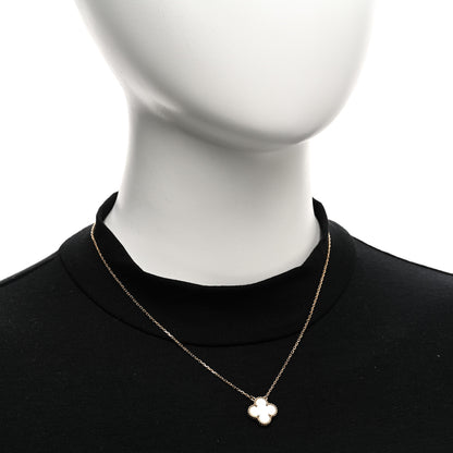 Van Cleef & Arpels 18K Yellow Gold Mother of Pearl Vintage Alhambra Pendant Necklace 2 of 5