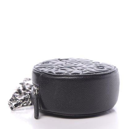 Chanel Caviar Camellia Embossed Round Clutch With Chain Black 5 of 12