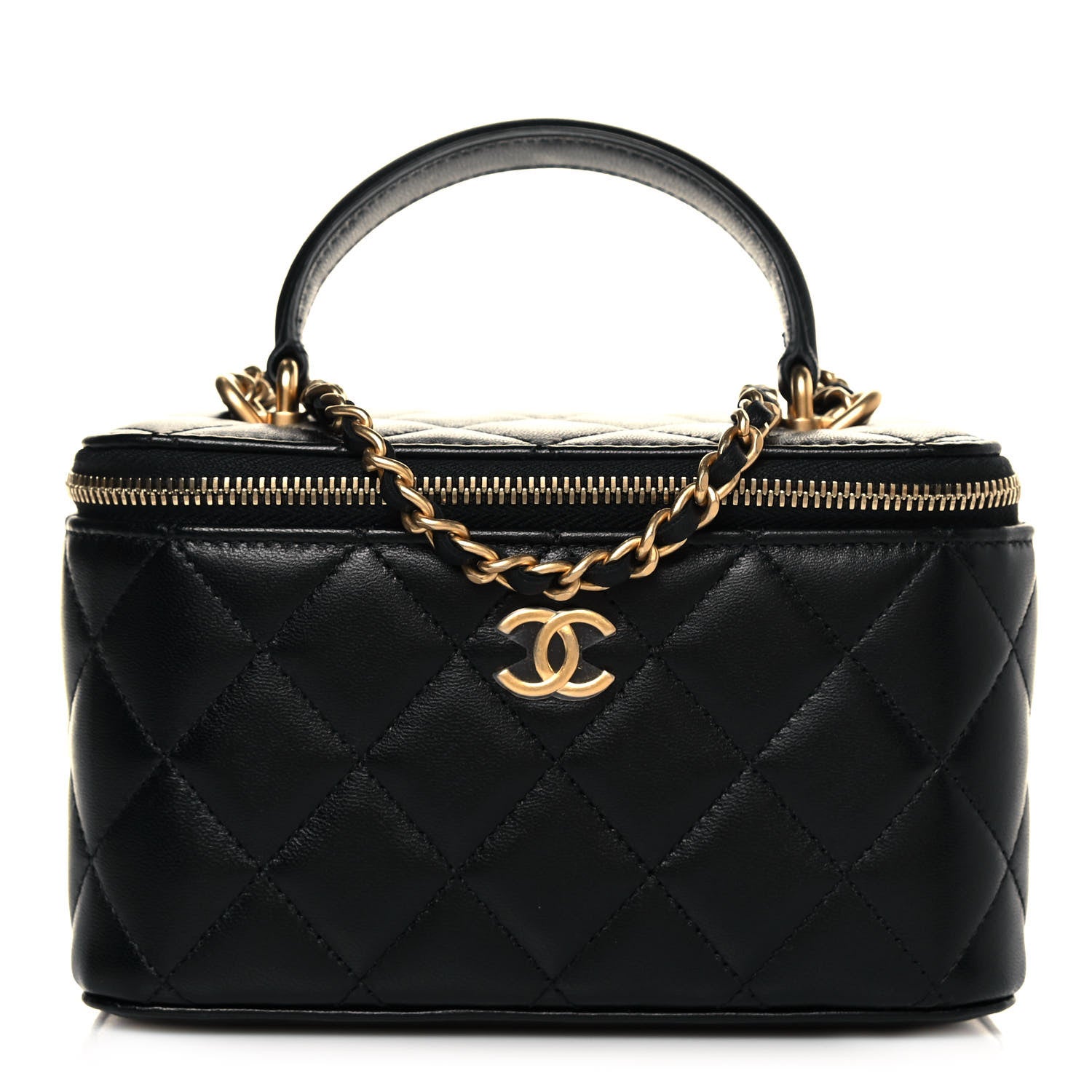 Chanel Lambskin Quilted Small Top Handle Vanity Case With Chain Black 1 of 14