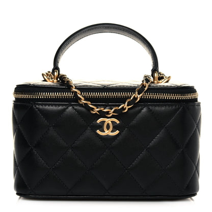 Chanel Lambskin Quilted Small Top Handle Vanity Case With Chain Black 1 of 14