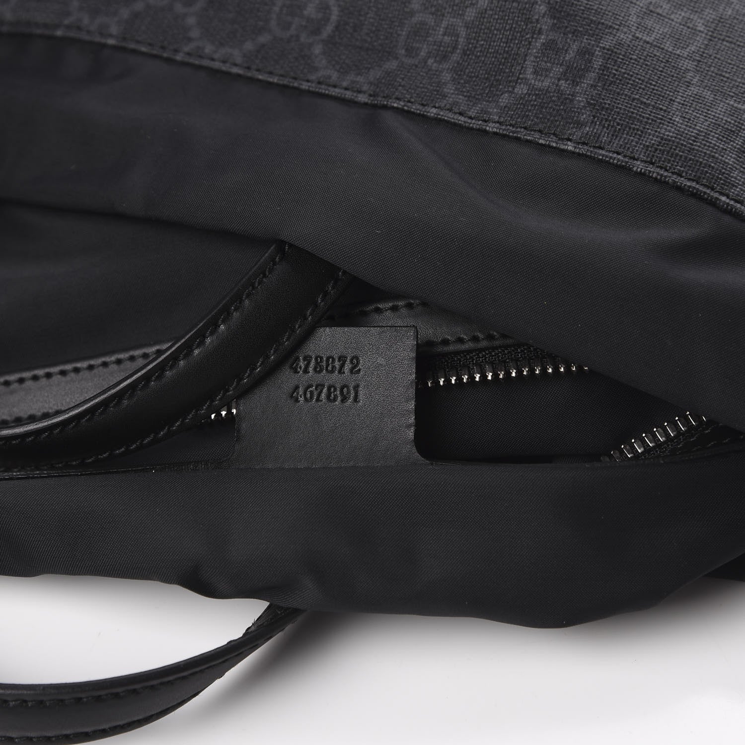 Gucci Soft GG Supreme Monogram Appia Calfskin Web Drawstring Backpack Black 8 of 9