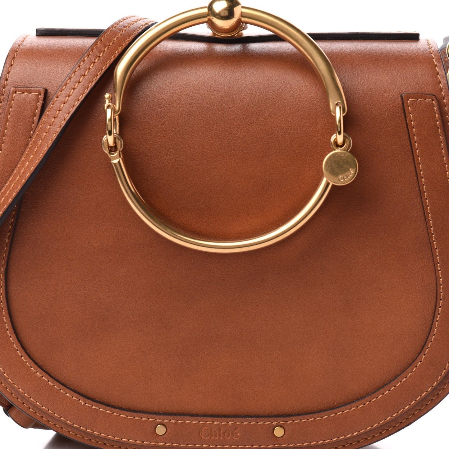 Calfskin Suede Medium Nile Bracelet Bag Caramel