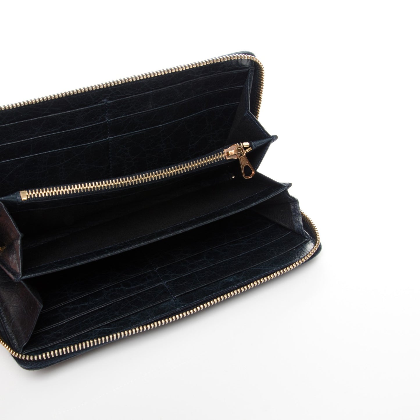 Agneau Giant 12 Rose Gold Hardware Continental Zip Around Wallet Dark Night