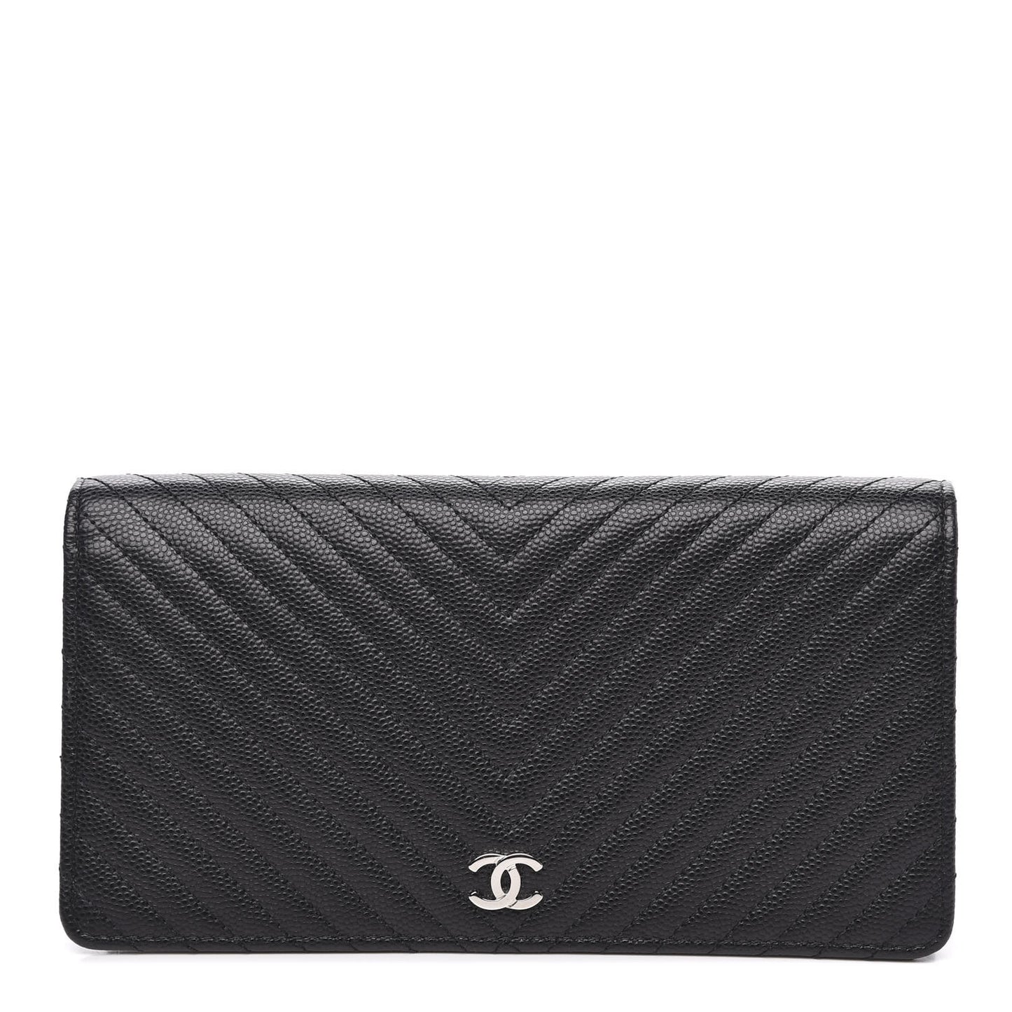 Caviar Chevron Quilted Yen Wallet Black