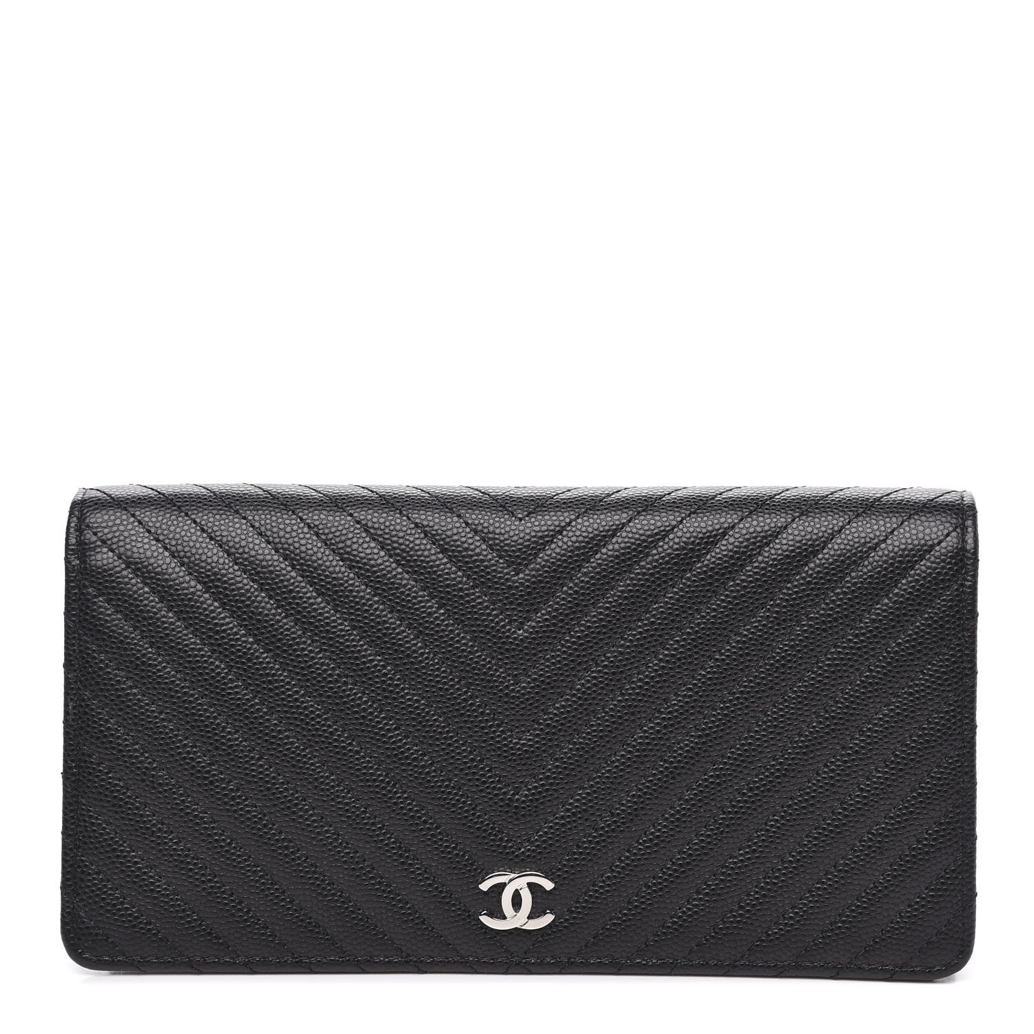 Chanel Caviar Chevron Quilted Yen Wallet Black 1 of 10