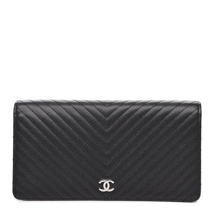 Chanel Caviar Chevron Quilted Yen Wallet Black 1 of 10