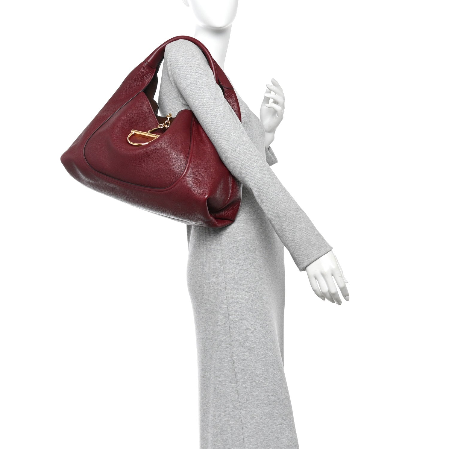 Gucci Grained Calfskin Softbit Maxi Shoulder Bag Rosso Ancora 2 of 10