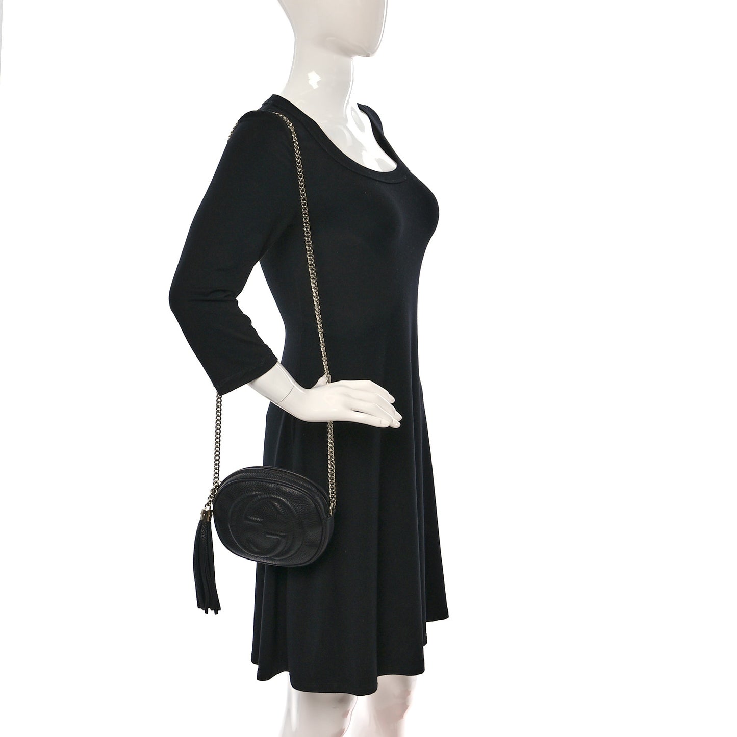 Pebbled Calfskin Mini Soho Chain Bag Black