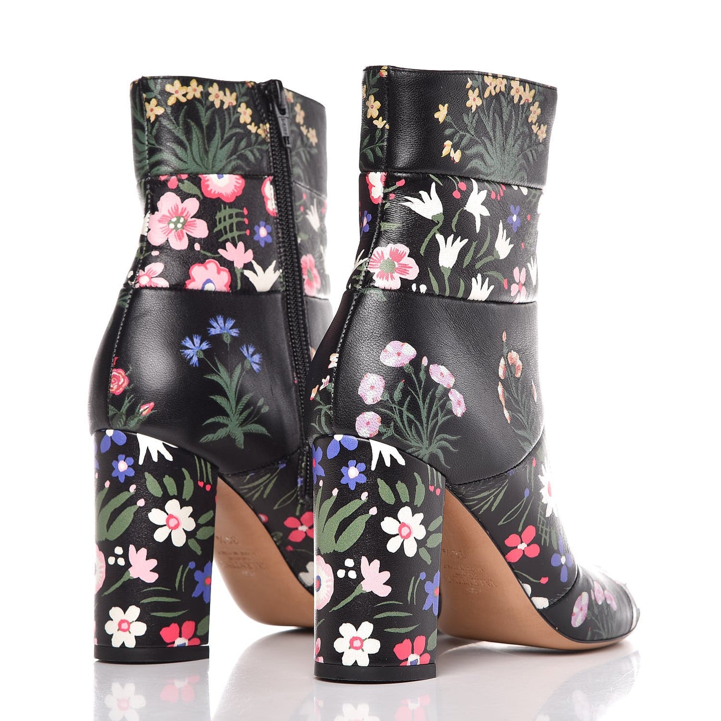 Calfskin Camugarden Paneled Ankle Boots 35.5 Black