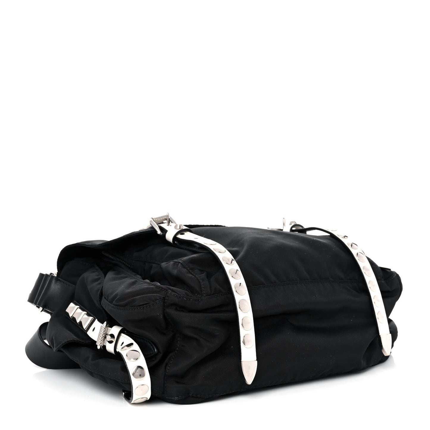 Nylon New Vela Studded Messenger Black White