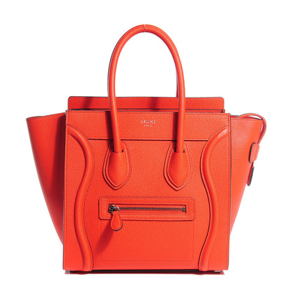 Celine Drummed Calfskin Micro Luggage Vermillion 1 of 8