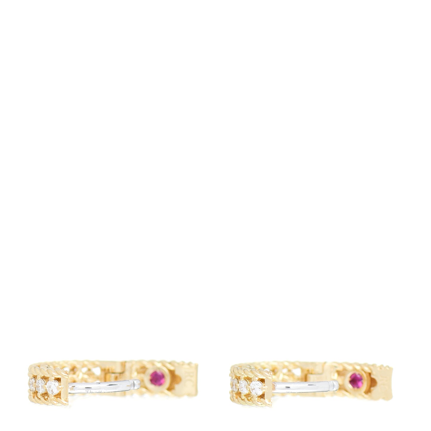 18K Yellow Gold Diamond Symphony Braided Huggie Hoop Earrings